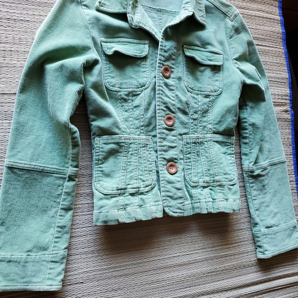 Tulle Women's Green Corduroy, Size L, Tapered Utility Jacket/Blazer - Picture 6 of 11